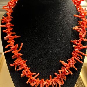 Natural Branch Red Coral Necklace w/14k clasp